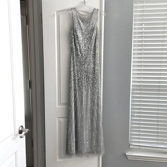 Aidan Mattox Evening Gown Dress with Silver Sequin Detailing. Prom dress - Picture 2 of 11